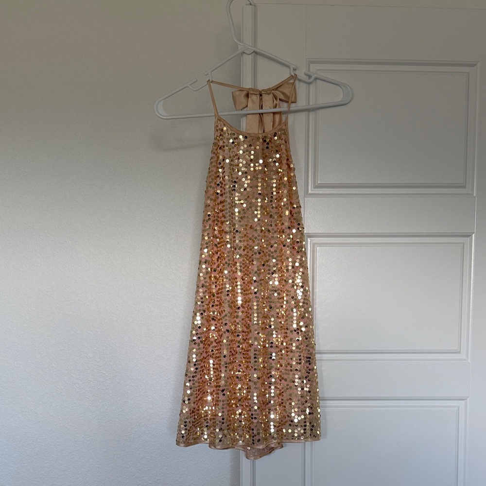 Victoria’s Secret Champagne Sequin Mini Halter Dress